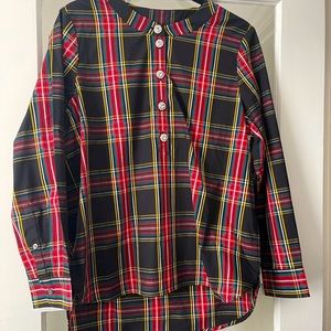 J. Crew Tartan Top with embellished buttons